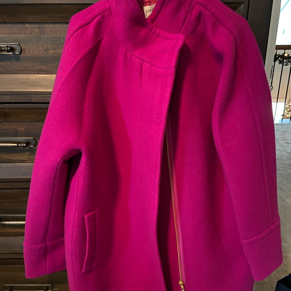 BNWT J Crew Factory City Coat in Fuschia. Size 16.
